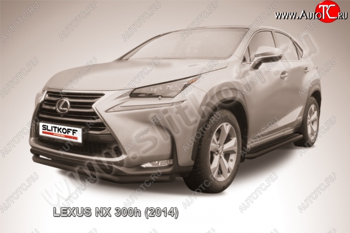 8 999 р. Защита переднего бампера из трубы d57 Slitkoff (дуга) Lexus NX300h Z10 дорестайлинг (2014-2017) (Цвет: серебристый)  с доставкой в г. Москва