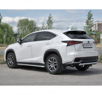 Защита заднего бампера (Ø63 мм, нержавейка) SLITKOFF Lexus NX300h Z10 дорестайлинг (2014-2017)