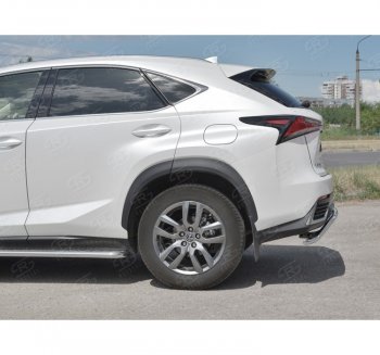 17 749 р. Защита заднего бампера (Ø42 мм волна, нержавейка) SLITKOFF Lexus NX300h Z10 дорестайлинг (2014-2017)  с доставкой в г. Москва. Увеличить фотографию 2