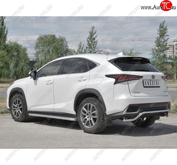 17 749 р. Защита заднего бампера (Ø42 мм волна, нержавейка) SLITKOFF Lexus NX300h Z10 дорестайлинг (2014-2017)  с доставкой в г. Москва