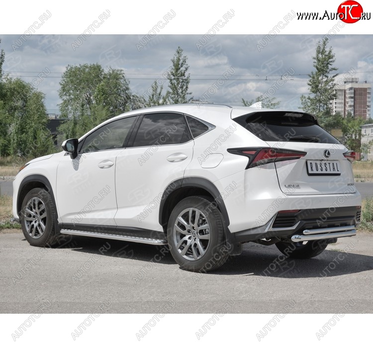 19 699 р. Защита заднего бампера (2 трубы Ø63 и 42 мм, нержавейка) SLITKOFF Lexus NX300h Z10 дорестайлинг (2014-2017)  с доставкой в г. Москва