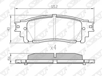 1 069 р. Колодки тормозные SAT (задние) Lexus NX200 Z10 дорестайлинг (2014-2017)  с доставкой в г. Москва. Увеличить фотографию 1