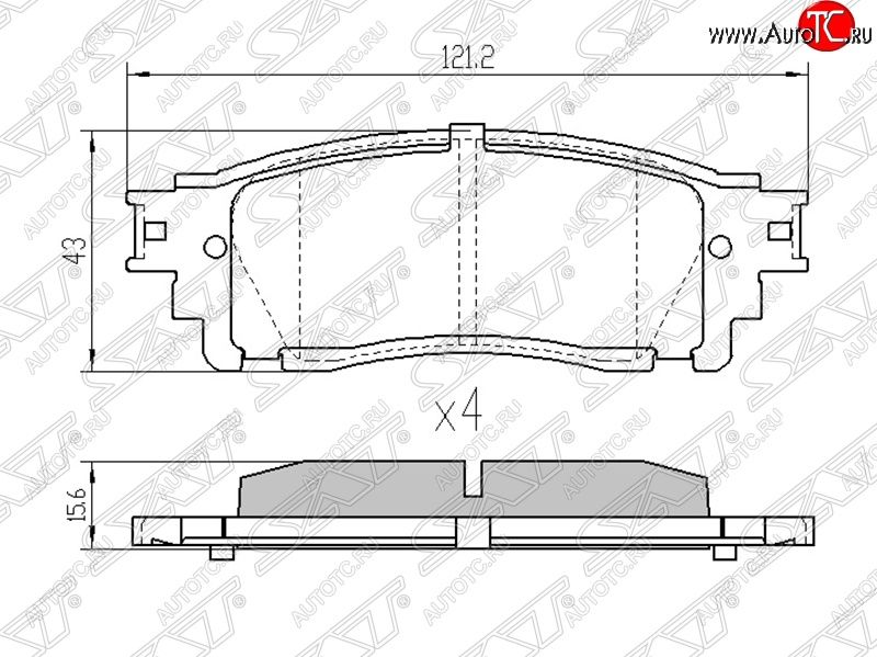 1 069 р. Колодки тормозные SAT (задние) Lexus NX200 Z10 дорестайлинг (2014-2017)  с доставкой в г. Москва