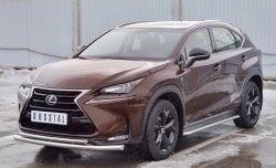 18 799 р. Защита переднего бампера (2 трубыØ63 и 42 мм, нержавейка) SLITKOFF  Lexus NX200  Z10 (2014-2017) дорестайлинг  с доставкой в г. Москва. Увеличить фотографию 2