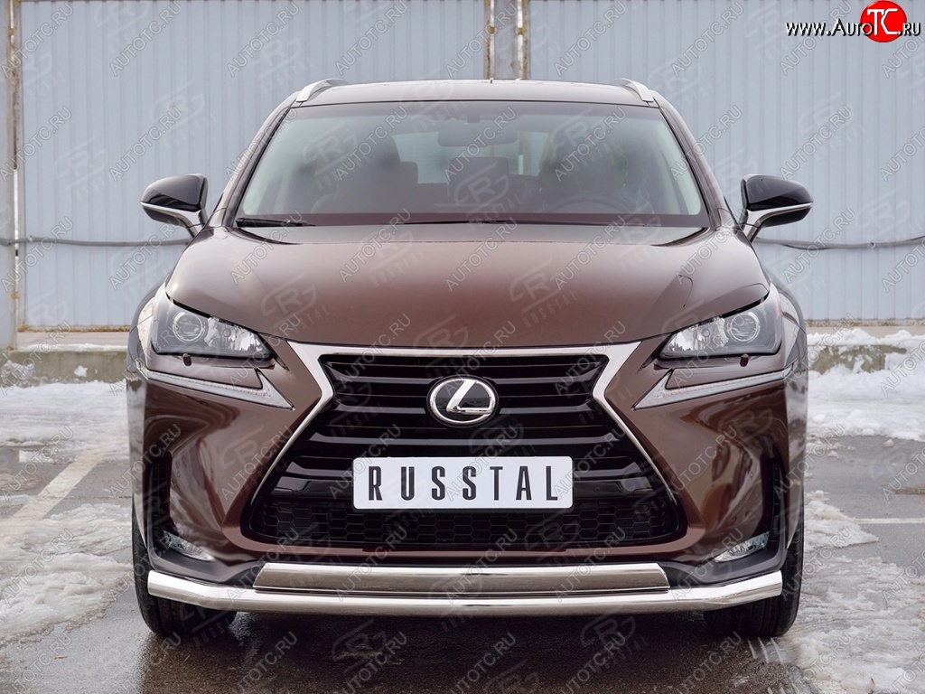 21 349 р. Защита переднего бампера (2 трубыØ63 и 75х42 мм, нержавейка) Russtal Lexus NX200 Z10 дорестайлинг (2014-2017)  с доставкой в г. Москва