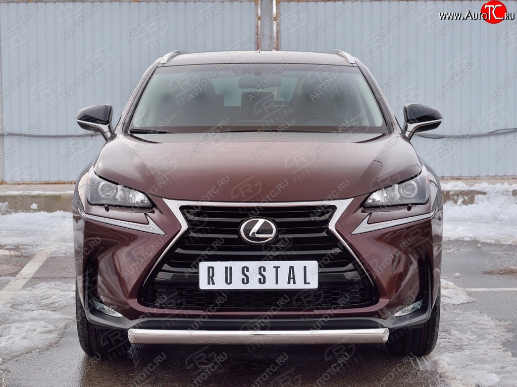 11 249 р. Защита переднего бампера (Ø75х42 мм, нержавейка) Russtal Lexus NX200 Z10 дорестайлинг (2014-2017)  с доставкой в г. Москва