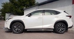 21 599 р. Защита порогов из круглой трубы диаметром 63 мм SLITKOFF Lexus NX200 Z10 дорестайлинг (2014-2017)  с доставкой в г. Москва. Увеличить фотографию 2