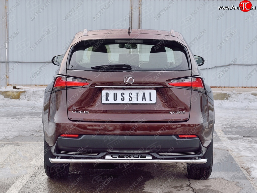 17 599 р. Защита заднего бампера (Ø42 мм с надписью, нержавейка) SLITKOFF  Lexus NX200  Z10 (2014-2017) дорестайлинг  с доставкой в г. Москва