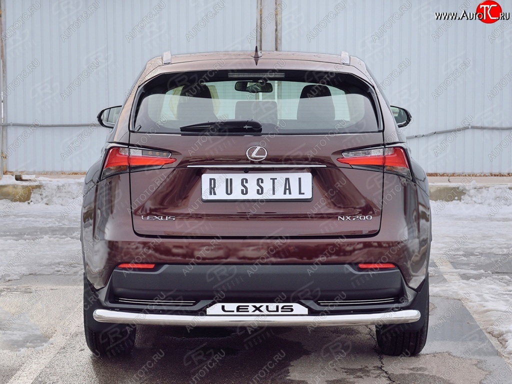 20 899 р. Защита заднего бампера (Ø63 мм с надписью, нержавейка) SLITKOFF Lexus NX200 Z10 дорестайлинг (2014-2017)  с доставкой в г. Москва