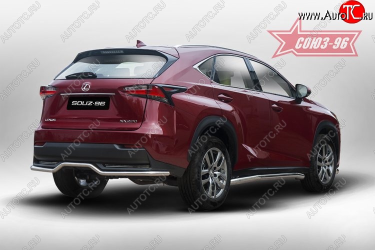 14 084 р. Волнистая защита заднего бампера d42 ( одна выхлопная труба ) Souz-96 Lexus NX200 Z10 дорестайлинг (2014-2017)  с доставкой в г. Москва