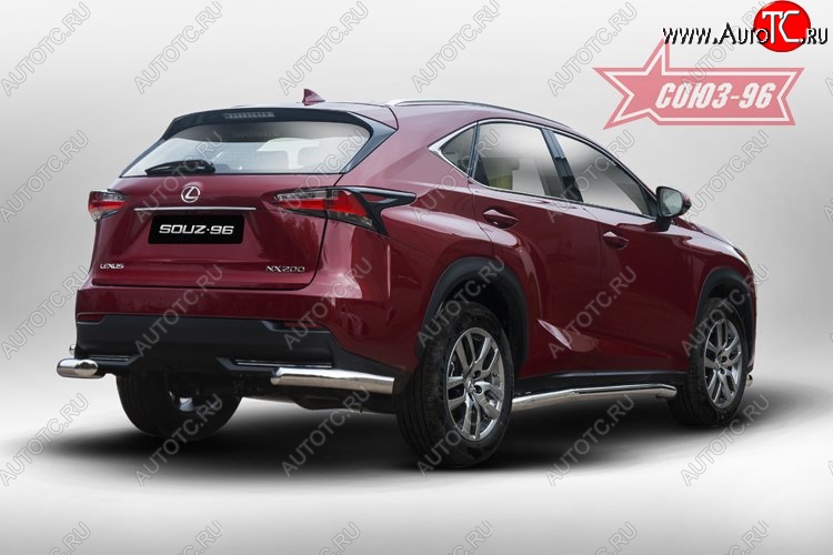 13 679 р. Угловая защита заднего бампера (d60) ( одна выхлопная труба ) Souz-96 Lexus NX200 Z10 дорестайлинг (2014-2017)  с доставкой в г. Москва