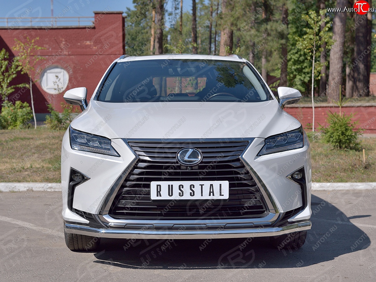 21 399 р. Защита переднего бампера (Ø63 мм, нержавейка, кроме F-Sport) SLITKOFF Lexus RX350L AL20 дорестайлинг (2017-2019)  с доставкой в г. Москва