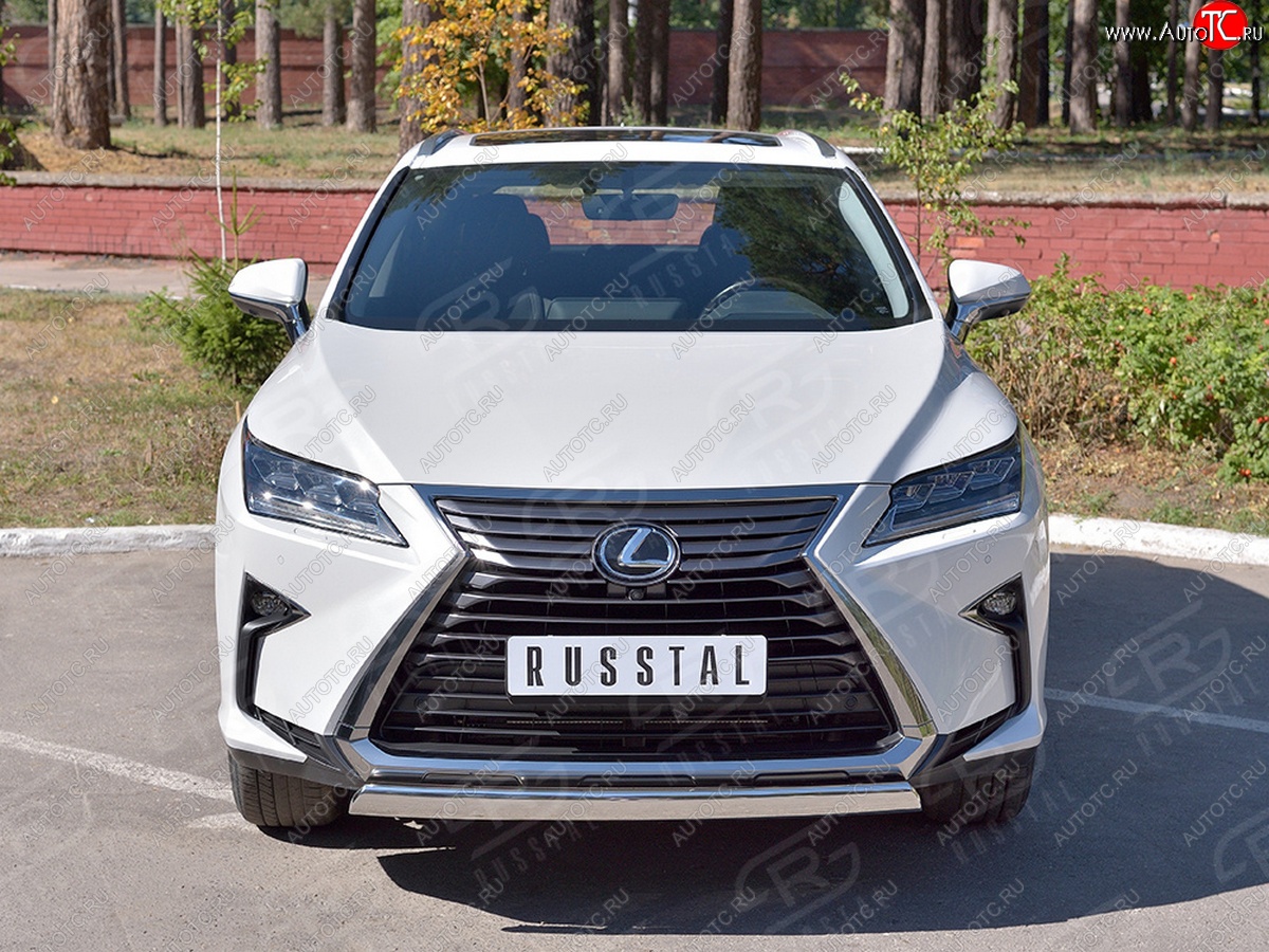 20 999 р. Защита переднего бампера (Ø75х42 мм, нержавейка, кроме F-Sport) Russtal Lexus RX350L AL20 рестайлинг (2019-2022)  с доставкой в г. Москва