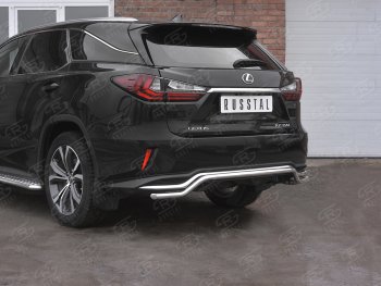 17 499 р. Защита заднего бампера (Ø42 мм волна, нержавейка, NOT F-SPORT) SLITKOFF Lexus RX350L AL20 рестайлинг (2019-2022)  с доставкой в г. Москва. Увеличить фотографию 2