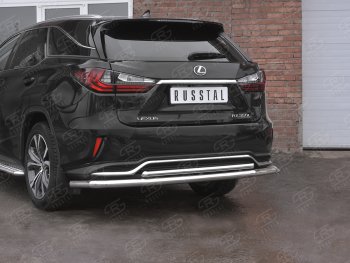 22 499 р. Защита заднего бампера (Ø63 и 42 мм, нержавейка, NOT F-SPORT) SLITKOFF Lexus RX350L AL20 рестайлинг (2019-2022)  с доставкой в г. Москва. Увеличить фотографию 2