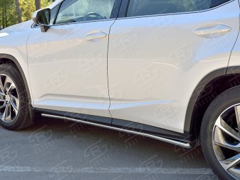 17 299 р. Защита порогов (Ø42 мм, нержавейка, кроме F-Sport) SLITKOFF  Lexus RX350L  AL20 (2017-2022) дорестайлинг, рестайлинг (Металлические торцы под 45°)  с доставкой в г. Москва. Увеличить фотографию 2