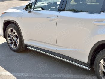 22 499 р. Защита порогов (Ø63 мм, нержавейка, кроме F-sport) SLITKOFF Lexus RX350L AL20 рестайлинг (2019-2022) (Металлические торцы под 90°)  с доставкой в г. Москва. Увеличить фотографию 2