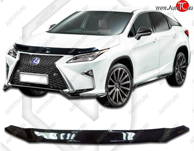 2 199 р. Дефлектор капота CA-Plastiс  Lexus RX  200T - RX350  AL20 (Classic черный, Без надписи)  с доставкой в г. Москва