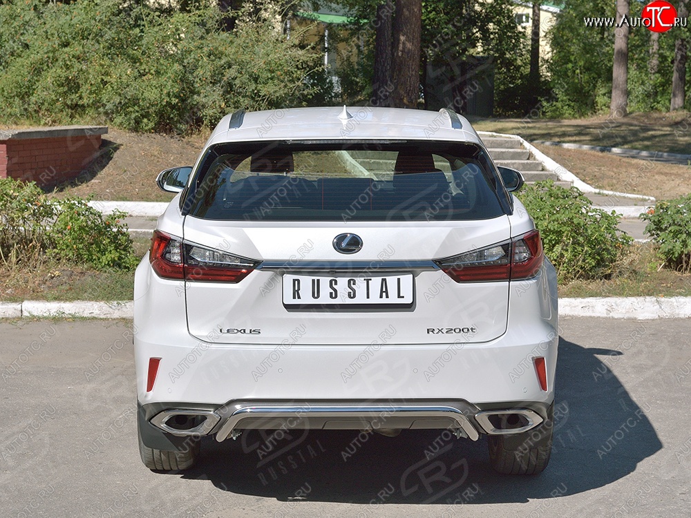 17 999 р. Защита заднего бампера (Ø42 мм волна под машину, нержавейка) SLITKOFF Lexus RX 200T AL20 дорестайлинг (2015-2017)  с доставкой в г. Москва