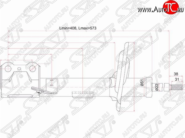 4 999 р. Правый амортизатор передний SAT  Lexus RX270  AL10 - RX450H  AL10  с доставкой в г. Москва