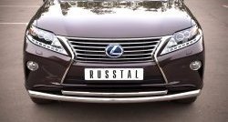 17 999 р. Защита переднего бампера (2 трубыØ63 и 42 мм, нержавейка) SLITKOFF Lexus RX350 AL10 дорестайлинг (2008-2012)  с доставкой в г. Москва. Увеличить фотографию 2