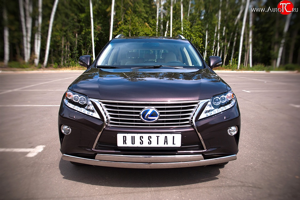 24 999 р. Защита переднего бампера (2 трубыØ75х42 мм, нержавейка) Russtal Lexus RX450H AL10 дорестайлинг (2009-2012)  с доставкой в г. Москва