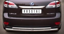 Защита заднего бампера (Ø63 и 42 мм, с подъемом (дуга), нержавейка) SLITKOFF Lexus RX270 AL10 дорестайлинг (2010-2012)