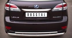 Защита заднего бампера (Ø76 и 42 мм с перемычками, нержавейка) SLITKOFF Lexus RX270 AL10 дорестайлинг (2010-2012)