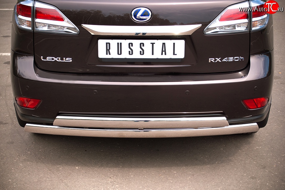 23 999 р. Защита заднего бампера (2 трубы Ø76х42 мм, нержавейка) Russtal Lexus RX270 AL10 дорестайлинг (2010-2012)  с доставкой в г. Москва