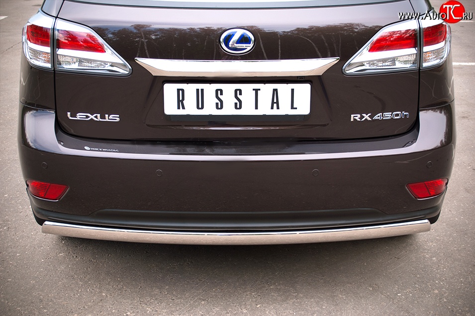 16 849 р. Защита заднего бампера (Ø75x42 мм, нержавейка) Russtal Lexus RX270 AL10 дорестайлинг (2010-2012)  с доставкой в г. Москва