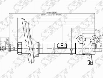 Правый амортизатор задний 4WD SAT Toyota Highlander XU20 дорестайлинг (2000-2003)