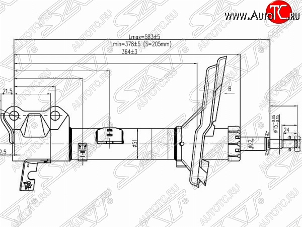 3 499 р. Левый амортизатор задний 4WD SAT Lexus RX400H XU30 рестайлинг (2005-2009)  с доставкой в г. Москва