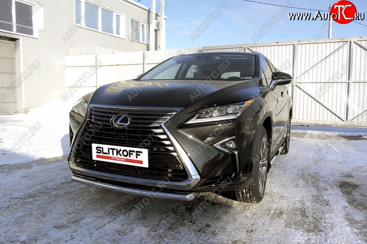 16 799 р. Защита переднего бампера из короткой трубы диаметром 57 мм Slitkoff Lexus RX350 AL20 дорестайлинг (2015-2019) (Нержавейка, Полированная)  с доставкой в г. Москва