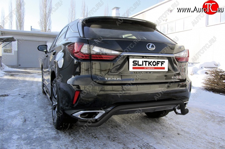 11 299 р. Защита задняя Slitkoff  Lexus RX350  AL20 (2015-2019) дорестайлинг (Цвет: серебристый)  с доставкой в г. Москва