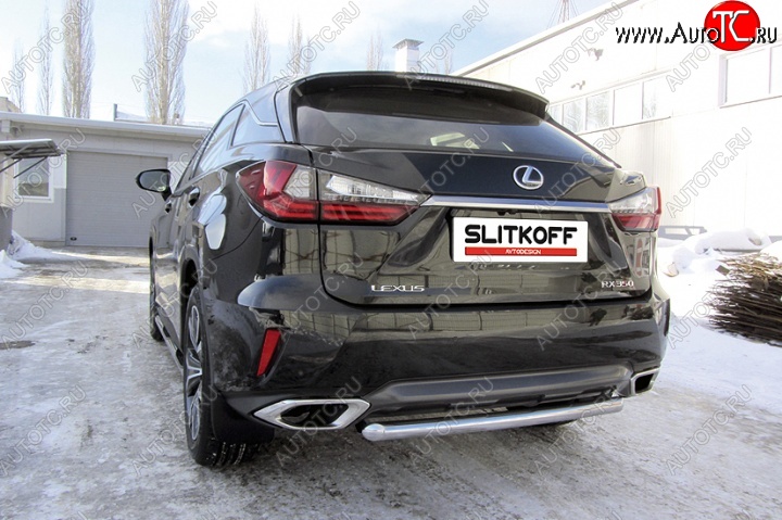 12 799 р. Защита заднего бампера из короткой трубы диаметром 57 мм Slitkoff Lexus RX350 AL20 дорестайлинг (2015-2019) (Нержавейка, Полированная)  с доставкой в г. Москва