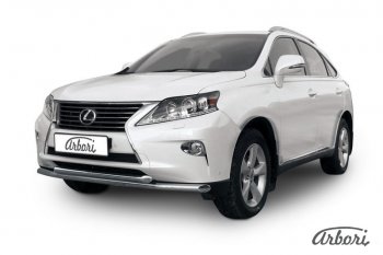 22 049 р. Защита переднего бампера Arbori (нержавейка, 2 трубы d57 mm) Lexus RX350 AL10 рестайлинг (2012-2015)  с доставкой в г. Москва. Увеличить фотографию 1