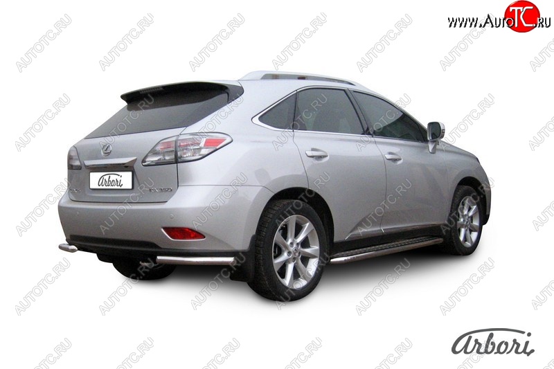 12 509 р. Защита заднего бампера Arbori (уголки, нержавейка, 1 труба d57 mm). Lexus RX350 AL10 дорестайлинг (2008-2012)  с доставкой в г. Москва