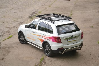 25 999 р. Порожки для ног из трубы Ø51 с алюминиевой площадкой Petroil Tuning Lifan X60 2-ой рестайлинг (2016-2024) (Нержавеющая полированная сталь)  с доставкой в г. Москва. Увеличить фотографию 3