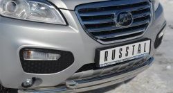 14 999 р. Защита переднего бампера (2 трубыØ63 мм, нержавейка) Russtal  Lifan X60 (2011-2015) дорестайлинг  с доставкой в г. Москва. Увеличить фотографию 2