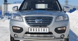 14 999 р. Защита переднего бампера (2 трубыØ63 мм, нержавейка) Russtal Lifan X60 дорестайлинг (2011-2015)  с доставкой в г. Москва. Увеличить фотографию 1