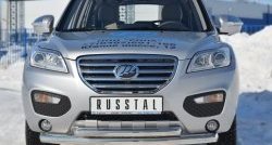 Двойная защита переднего бампера из труб диаметром 76 и 63 мм Russtal Lifan X60 дорестайлинг (2011-2015)