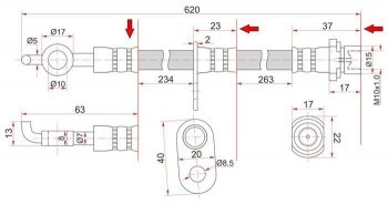 829 р. Тормозной шланг SAT (передний, левый, пр-во Таиланд) Toyota Noah 2 дорестайлинг (2007-2010)  с доставкой в г. Москва. Увеличить фотографию 1