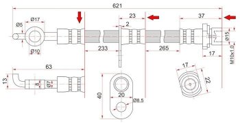 829 р. Тормозной шланг SAT (передний, правый, пр-во Таиланд) Toyota Noah 2 дорестайлинг (2007-2010)  с доставкой в г. Москва. Увеличить фотографию 1