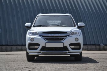 14 499 р. Защита переднего бампера двойная из труб d63/51 мм Petroil Tuning Lifan X60 2-ой рестайлинг (2016-2025) (Нержавеющая полированная сталь)  с доставкой в г. Москва. Увеличить фотографию 3