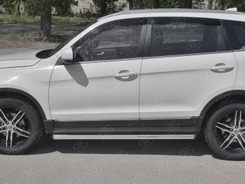 19 999 р. Защита порогов (Ø63 мм, нержавейка) SLITKOFF  Lifan X70 (2018-2025) (Металлические торцы под 45°)  с доставкой в г. Москва. Увеличить фотографию 2