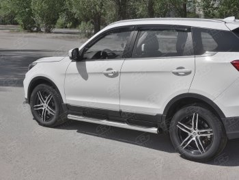 Защита порогов (Ø76 мм с проступью, нержавейка) SLITKOFF Lifan X70 (2018-2024)