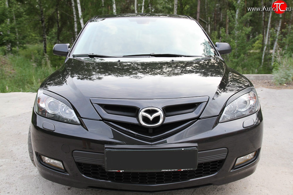 799 р. Реснички на фары RA V2 Mazda 3/Axela BK дорестайлинг, хэтчбэк (2003-2006) (Неокрашенные)  с доставкой в г. Москва