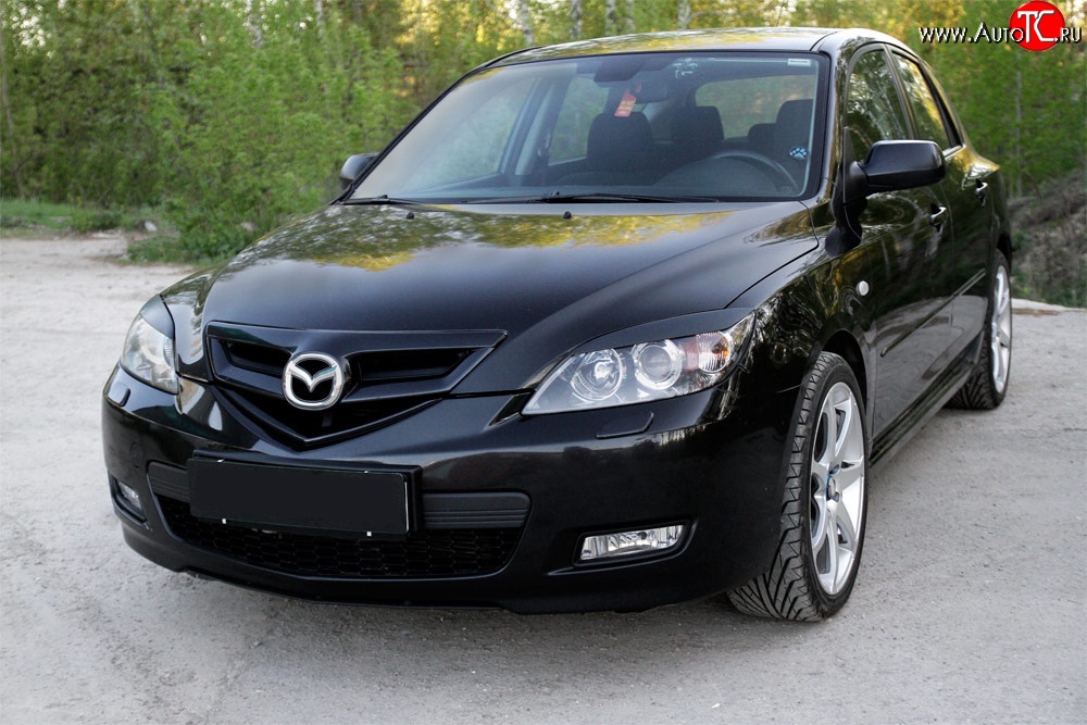 629 р. Реснички RA на фары  Mazda 3/Axela  BK (2006-2009) рестайлинг, хэтчбэк (Неокрашенные)  с доставкой в г. Москва