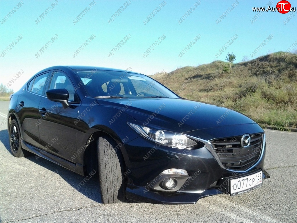 3 889 р. Клыки на передний бампер Style Mazda 3/Axela BM дорестайлинг седан (2013-2016) (Неокрашенные)  с доставкой в г. Москва