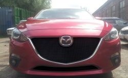 1 469 р. Нижняя сетка на бампер Russtal (черная) Mazda 3/Axela BM дорестайлинг, хэтчбэк (2013-2016)  с доставкой в г. Москва. Увеличить фотографию 2